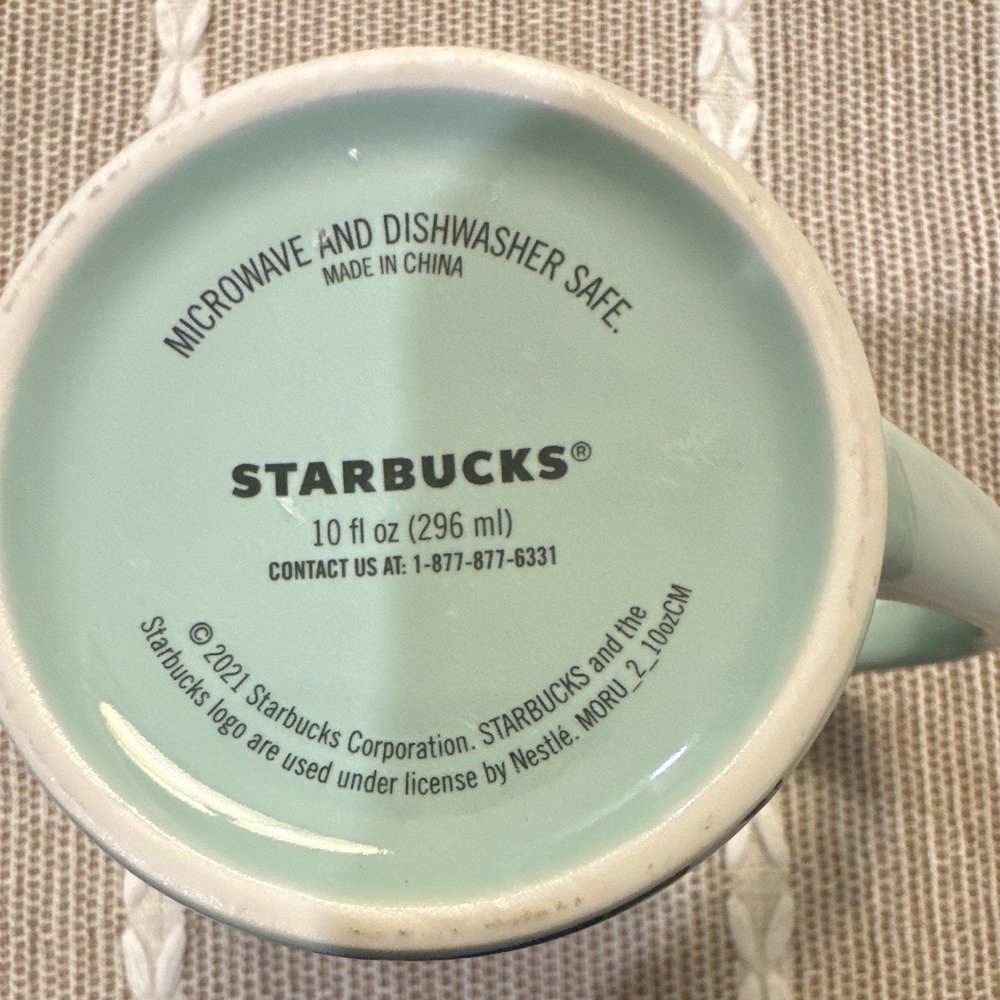 Starbucks 2021 Mint Green Floral Coffee Mug 10oz - Siren Logo - Read - Picture 6 of 7